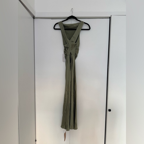 Reformation NWT Casette Silk Dress Size 12 in Artichoke - Picture 9 of 14